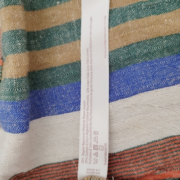 FREE PEOPLE stripe hippie boho off shoulder shirt top blouse SMALL - Picture 6 of 6